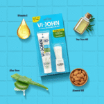 VI-JOHN Calming Aqua Shaving Cream with Brush Combo | Enriched with Aloe Vera & Almond Oil | Smooth, Soothing, and Refreshing Shave