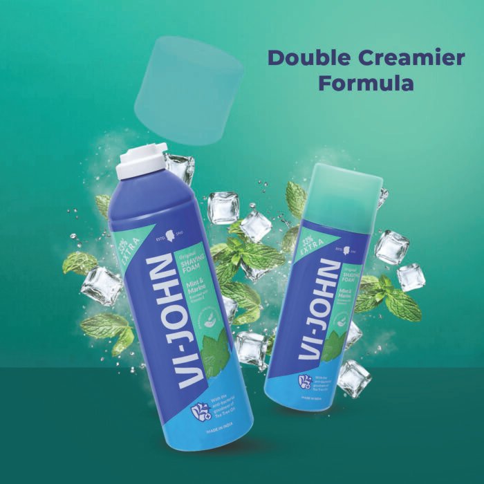 VI-JOHN Sensitive Skin Shaving Foam | Dermatologically Tested Mint & Marine Shaving Foam For All Skin Type enriched with Vitamin E & Tea Tree Oil-401g - Image 4