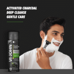 VI-JOHN Purifying Charcoal Shaving Foam for Men - Enriched with Aloe Vera & Jojoba Oil - Image 2