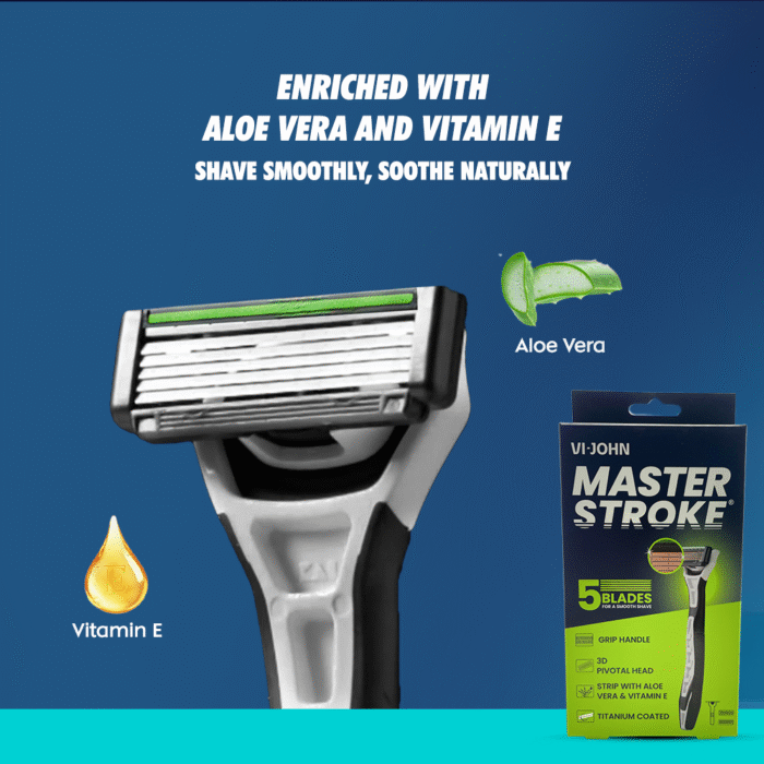 VI-JOHN 5 Blade Shaving Razor- 1 Handle + 2 Cartridges - Image 3