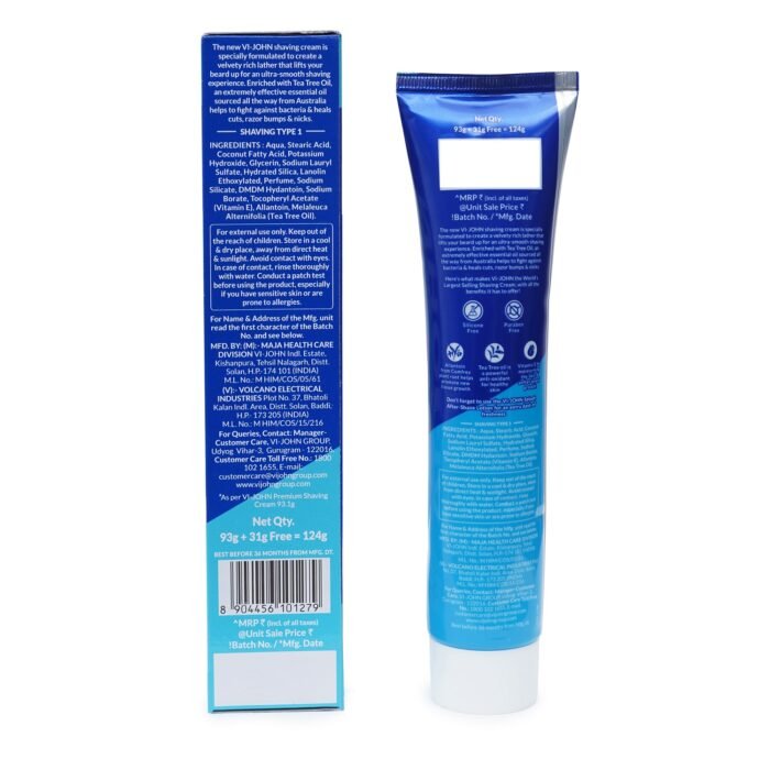 VI-JOHN All Skin Type Shaving Cream 124 GM | Dermatologically Tested - Image 6