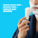 VI-JOHN Calming Aqua Shaving Cream with Brush Combo | Enriched with Aloe Vera & Almond Oil | Smooth, Soothing, and Refreshing Shave - Image 4