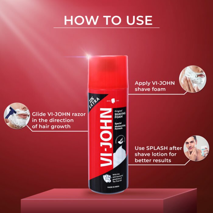 VI-JOHN Special Moisturizing Shaving Foam | India's Best Shaving Foam for Everyone | Dermatologically Tested Special Moisturizing Formula Shaving Foam - Image 2