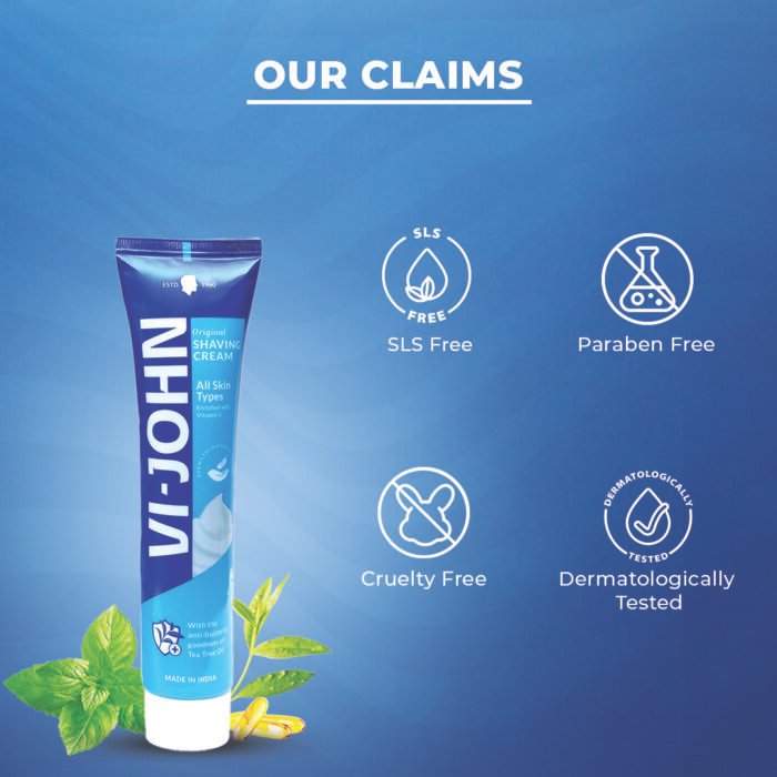 VI-JOHN All Skin Type Shaving Cream 124 GM | Dermatologically Tested - Image 3