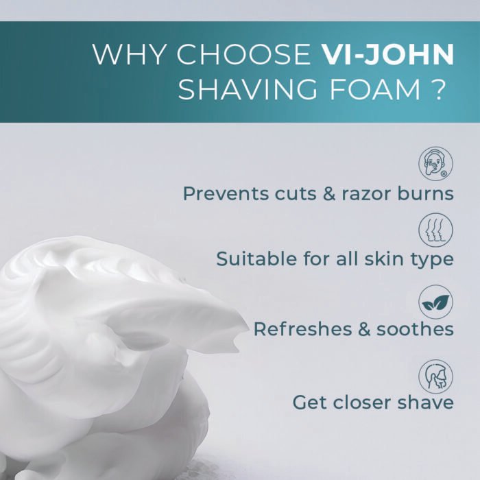 VI-JOHN Best Shaving foam for All Skin Types | Dermatologically Tested | enriched with Vitamin E & Tea Tree Oil-401g - Image 3