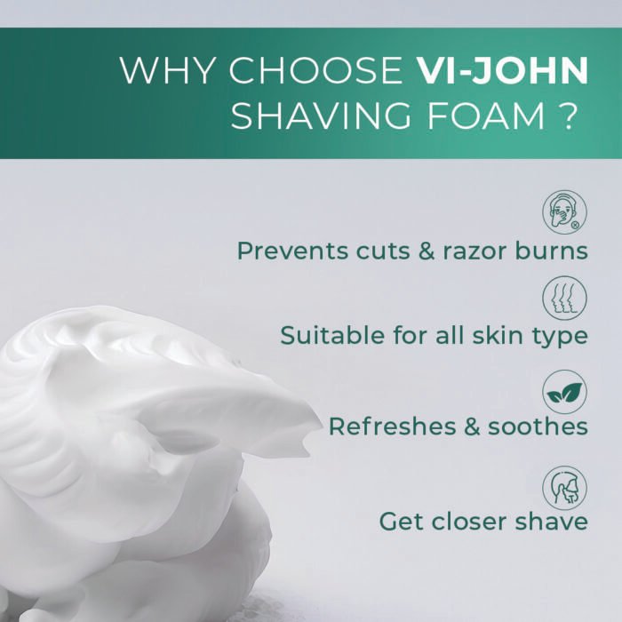 VI-JOHN Sensitive Skin Shaving Foam | Dermatologically Tested Mint & Marine Shaving Foam For All Skin Type enriched with Vitamin E & Tea Tree Oil-401g - Image 5