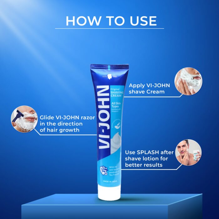 VI-JOHN All Skin Type Shaving Cream 124 GM | Dermatologically Tested - Image 2