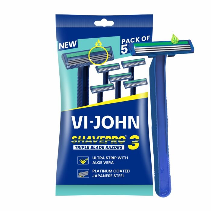 VI-JOHN Shave pro Triple Blade Shaving Razors With Lubricating Aloe Vera Strip(CONTAIN 5 PCS) - Image 4