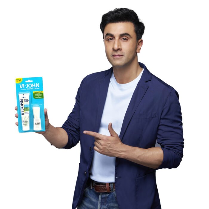 VI-JOHN Calming Aqua Shaving Cream  with Brush Combo 70 GM | Enriched with Aloe Vera & Almond Oil - Image 2