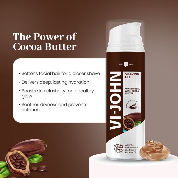 VI-JOHN Moisturizing Shaving Gel with Cocoa Butter-200 ML | For All Skin Types - Image 5