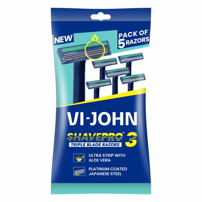 VI-JOHN Shave pro Triple Blade Shaving Razors With Lubricating Aloe Vera Strip(CONTAIN 5 PCS) - Image 5