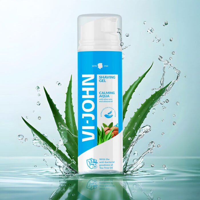 VI-JOHN Calming Aqua Shaving Gel with Almond Oil & Aloe Vera-200 ML | For All skin type - Image 2