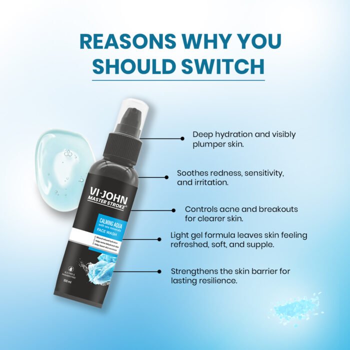 VI-JOHN Master Stroke Calming Aqua Face Wash for Pimples and Acne (100 ml) - Image 5