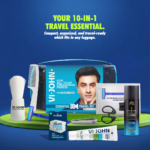 VI-JOHN Essential 10-in-1 Travel Grooming Kit for Men – Complete Shaving & Personal Care Combo with Razor, Cream, Brush, Alum Stone & More