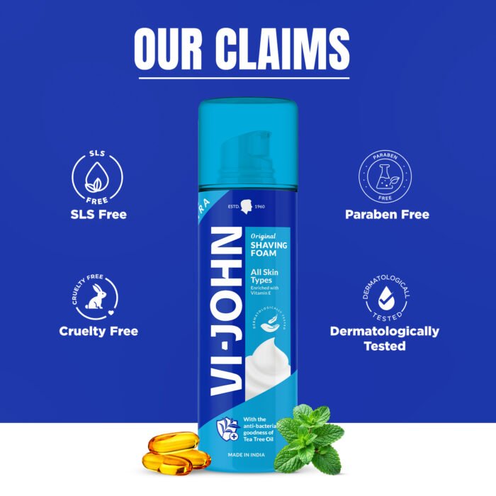 VI-JOHN Shaving Foam All Skin Types  | Dermatologically Tested | 400GM - Image 4