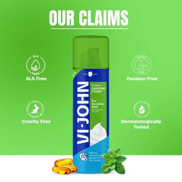 VI-JOHN Shaving Foam For Sensitive Skin | 400GM - Image 4